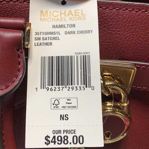 Michael Kors Hamilton Small Satchel Shoulder Crossbody Bag DARK CHERRY COLOR - Picture 16 of 16